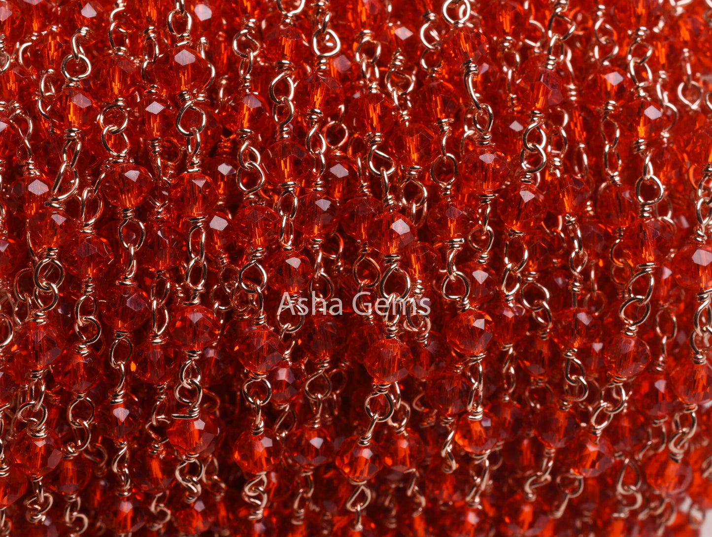 3,5,10,25 Ft Red Quartz Hydro Faceted Rondelle Beaded Rosary Chain Rose gold Plated Wire Wrapped Red Crystal Chain Jewelry Making SALE 3 mm