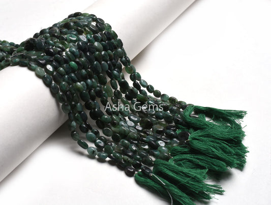 Natural Sakota Green Emerald Smooth Oval Beads,13" Emerald Plain Uneven Oval Straight Drill Gemstone Emerald Beads Jewelry Making Handicraft