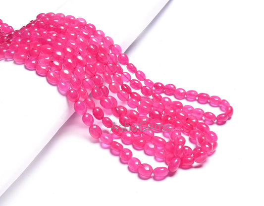 Fine Quality Hot Pink Quartz Smooth Oval Gemstone Beads,7/15" Strand Pink Quartz Plain Oval Handmade Quartz Beads Jewelry Making Crafts Sale