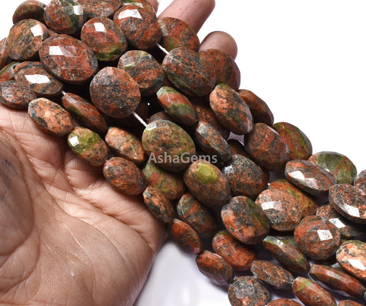 11" Strand Beautiful Unakite Faceted Oval Shape Beads,Natural Unakite Faceted Handmade Beads, Unakite Loose Beads, Unakite Jewelry Crafts