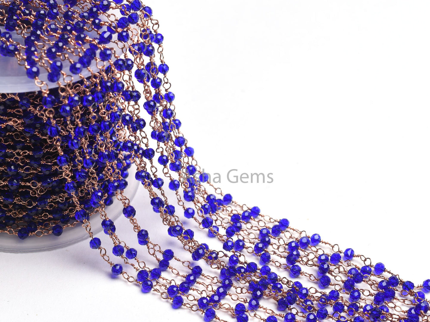 1,5,10,50 Feet Royal Blue Quartz Hydro Rosary Chain Gold Plated Wire Wrap Faceted Rondelle Bead Chain 3-3.5 mm Handmade Rosary Chain Jewelry