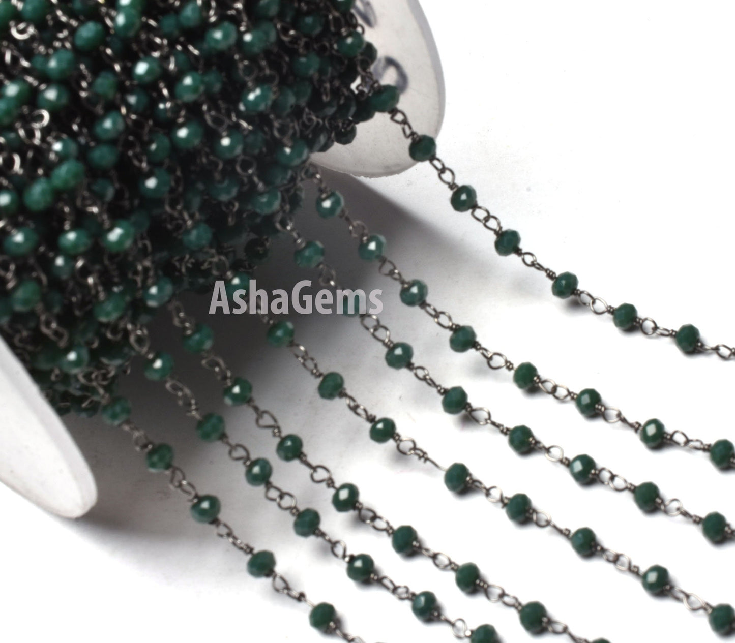 SALE 1,3,5,10,25,50Ft Green Emerald Hydro Faceted Rondelle Beaded Rosary Chain,Black Metal,Gold Plated Wire,Jewelry Making,Gunmetal,3-3.5 mm