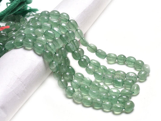 Natural Green Strawberry Handmade Oval Shape Beads, Fine Strawberry Quartz Smooth Puff Oval Uneven Nugget Gemstone Bead Jewelry making Craft