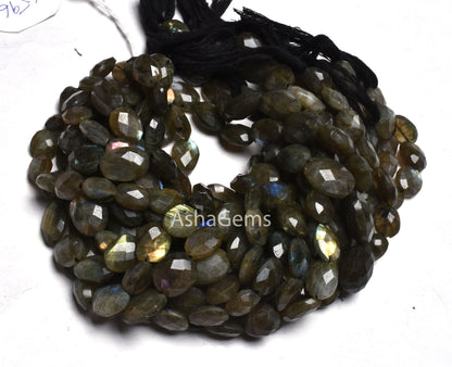 Natural Multi Fire Labradorite Faceted Oval Beads,10" Strand Labradorite beads, Black Rainbow Oval Briolette Gemstone beads For Jewelry SALE