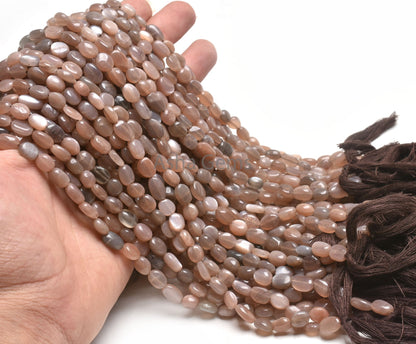 Fine Chocolate Moonstone Smooth Handmade Oval Gemstone Beads, Natural Shaded Chocolate Moonstone Straight Drill Oval Bead Jewelry Handicraft
