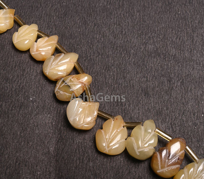 Natural Bio Opal Carving Pears Handmade beads,8" Shaded Yellow Opal carved Pears Uneven shape Carve Gemstone Opal beads Jewelry making Craft