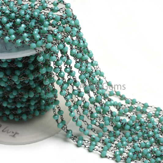 1,3,5,10,50 Feet Green Hydro Faceted Rondelle Beaded Rosary Chain, Black Plated Wire Jewelry Making Chain 3-3.5mm Gunmetal Chain Rosary SALE