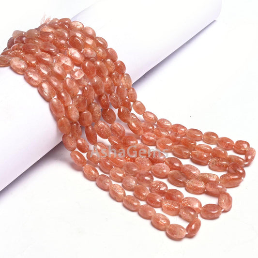 Natural Red Sunstone Smooth Oval Gemstone Loose Beads, Fine Quality Sunstone Oval Handmade Beads, Sunstone bead Jewelry making Necklace SALE