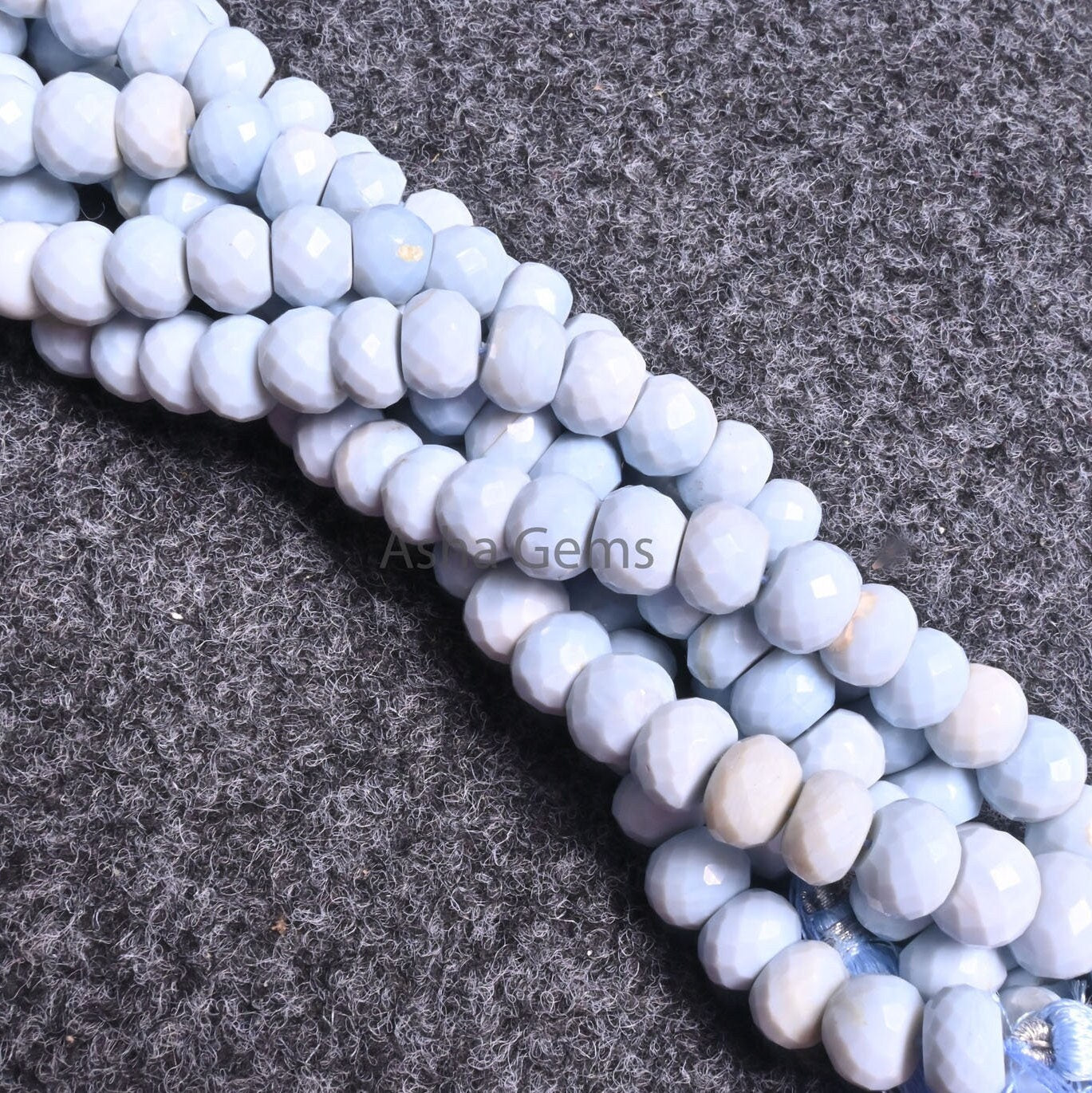 Fine Blue Oregon Opal Faceted Rondelle Gemstone Beads,8" Strand Light Blue Opal Indian Machine Cut Beads, Opal Beads Jewelry Handicraft SALE
