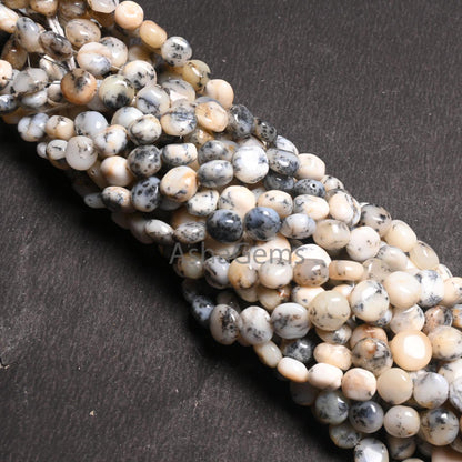 Natural Dendrite Opal Smooth Coin Shape handmade Beads,14" Fine Dendritic Opal Plain Coin Gemstone Straight Drill Opal Beads Jewelry Crafts