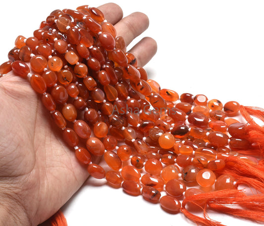 10" Strand Red Carnelian Handmade Oval shape smooth Beads, Carnelian Uneven Oval Straight Drill Gemstone Carnelian Bead Jewelry Crafts SALE