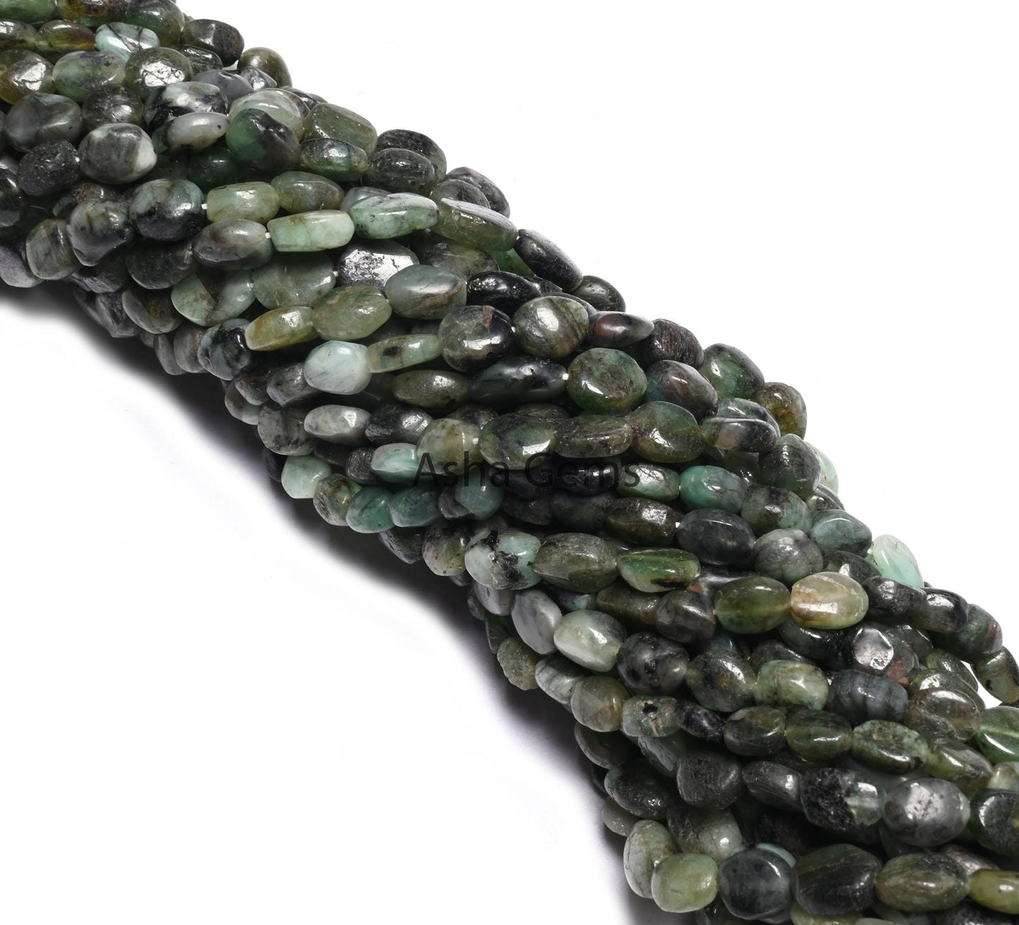 13" Natural Emerald Smooth Oval Uneven shape Handmade Beads, Shaded Green- Black Sakota Emerald Plain Oval Gemstone Beads Jewelry Craft SALE