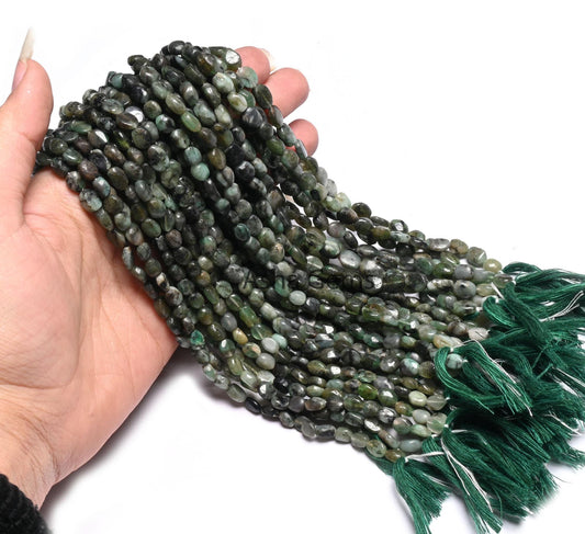 13" Natural Emerald Smooth Oval Uneven shape Handmade Beads, Shaded Green- Black Sakota Emerald Plain Oval Gemstone Beads Jewelry Craft SALE
