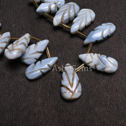 Beautiful Blue Oregon Opal Carving Pear Shape Gemstone Beads,8.5" Blue Opal Teardrop Handmade Carved Opal Beads Jewelry Makings Crafts SALE