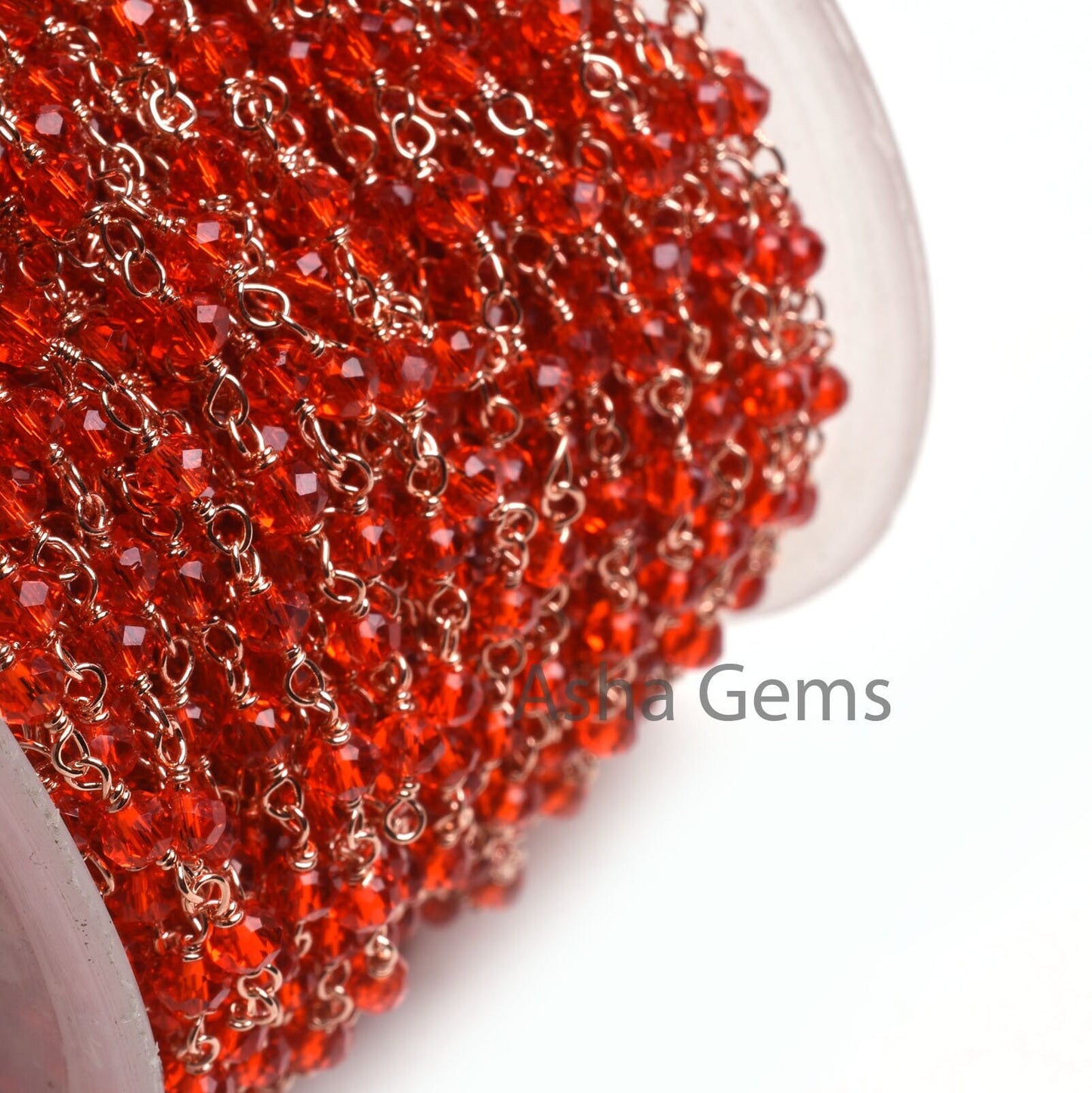 3,5,10,25 Ft Red Quartz Hydro Faceted Rondelle Beaded Rosary Chain Rose gold Plated Wire Wrapped Red Crystal Chain Jewelry Making SALE 3 mm