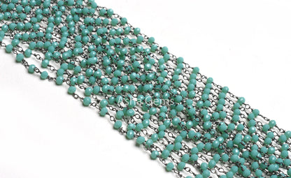 1,3,5,10,50 Feet Green Hydro Faceted Rondelle Beaded Rosary Chain, Black Plated Wire Jewelry Making Chain 3-3.5mm Gunmetal Chain Rosary SALE