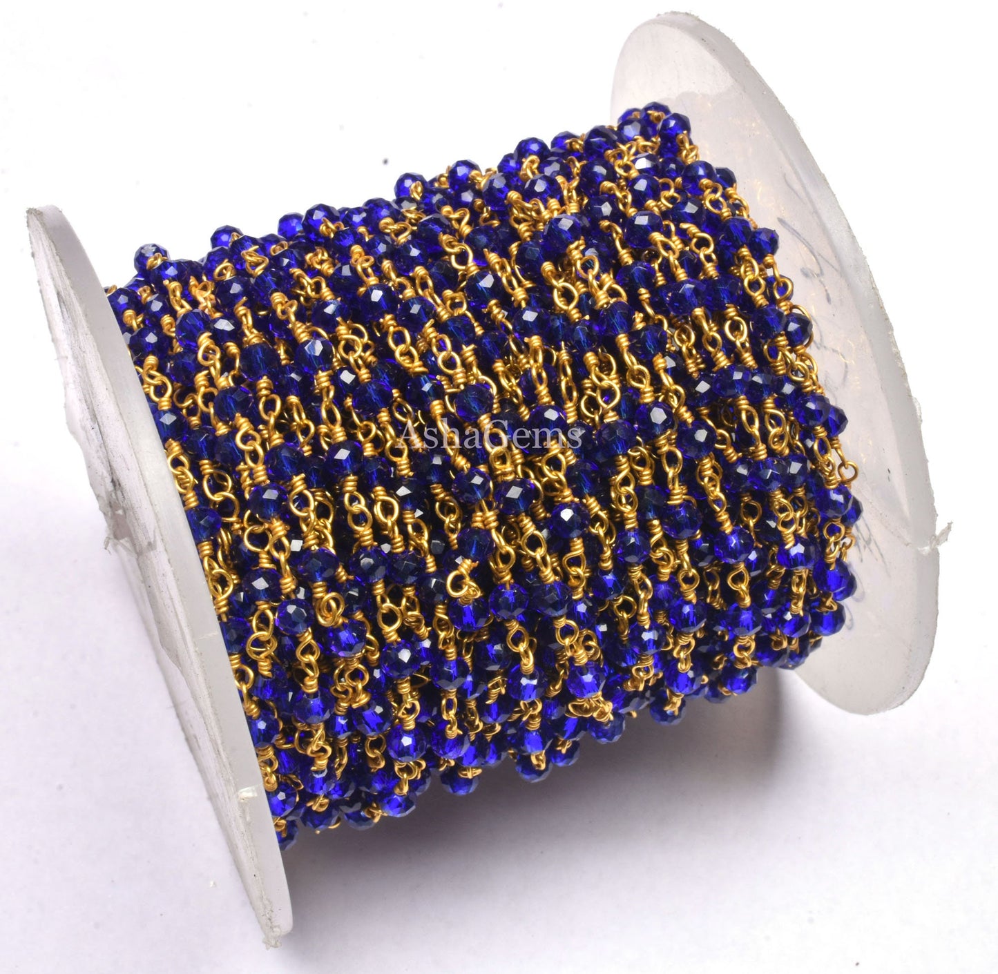 1,5,10,50 Feet Royal Blue Quartz Hydro Rosary Chain Gold Plated Wire Wrap Faceted Rondelle Bead Chain 3-3.5 mm Handmade Rosary Chain Jewelry