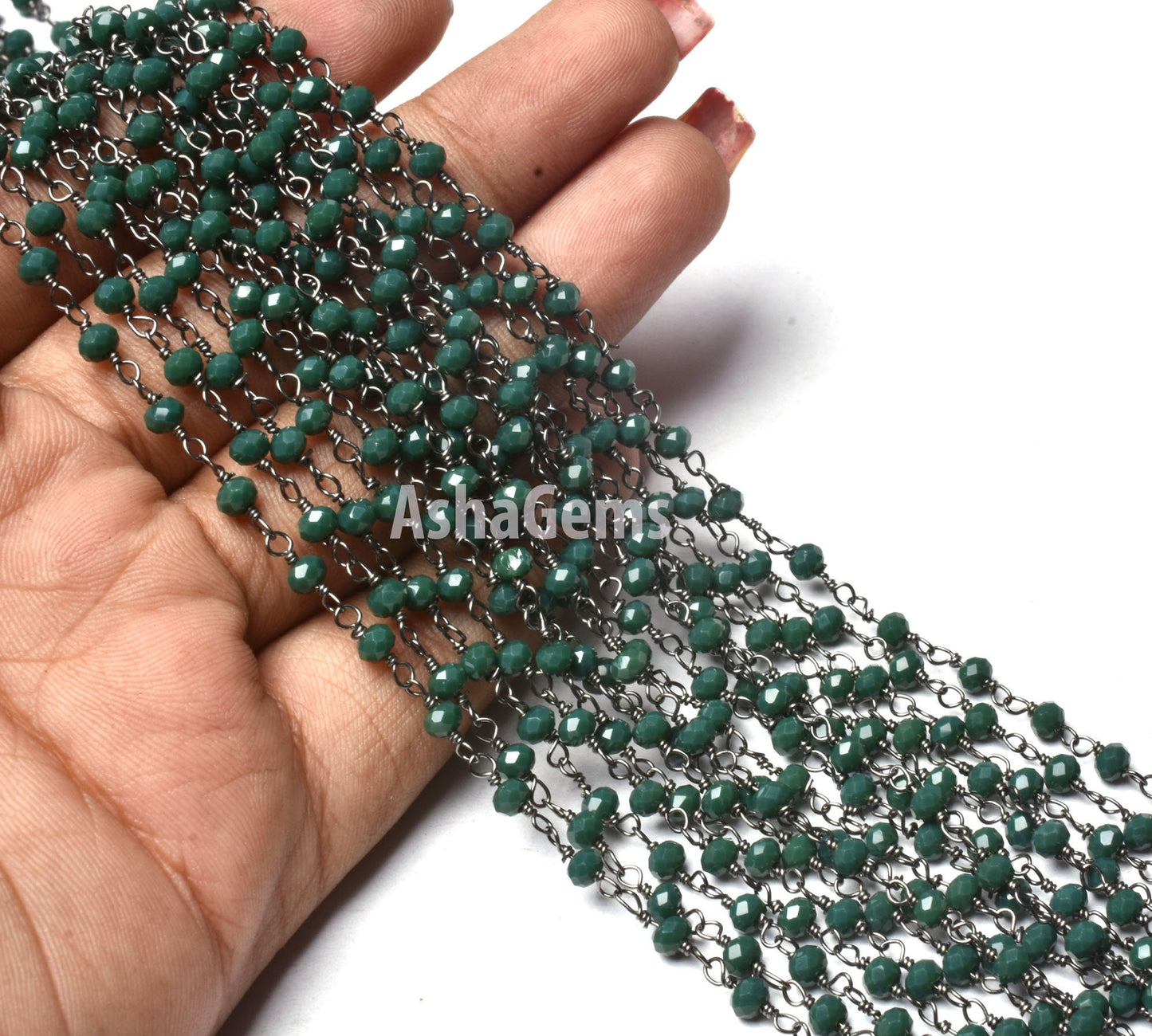 SALE 1,3,5,10,25,50Ft Green Emerald Hydro Faceted Rondelle Beaded Rosary Chain,Black Metal,Gold Plated Wire,Jewelry Making,Gunmetal,3-3.5 mm