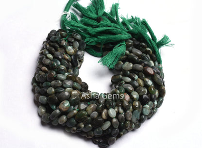 Natural Emerald Smooth Oval Shape Gemstone Beads,12" Strand Shaded Sakota Emerald Oval Uneven Handmade Plain Beads, Emerald Loose Beads SALE