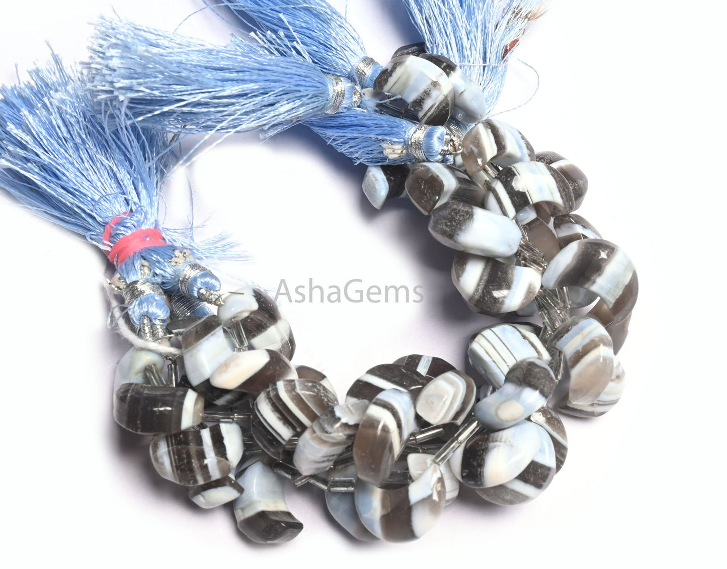 Beautiful Blue Boulder Opal Carving Half Moon Beads,9-15mm Boulder Opal Fancy Moon Side Drill Gemstone Smooth Beads, Blue Opal Beads Jewelry