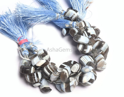 Beautiful Blue Boulder Opal Carving Half Moon Beads,9-15mm Boulder Opal Fancy Moon Side Drill Gemstone Smooth Beads, Blue Opal Beads Jewelry