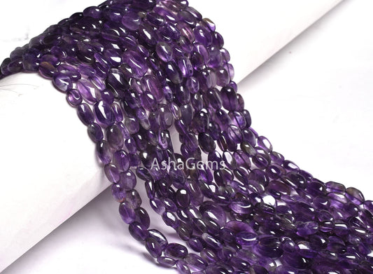 13" Strand Light Purple Amethyst Smooth Oval Shape Beads, African Amethyst Plain Handmade Uneven Oval Gemstone Beads, amethyst beads Jewelry