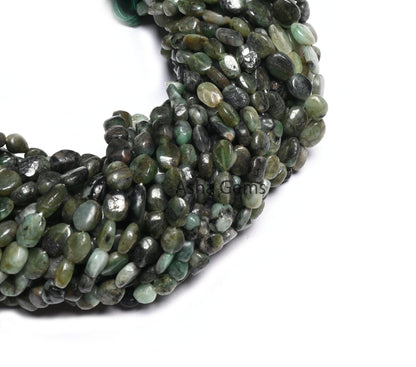 13" Natural Emerald Smooth Oval Uneven shape Handmade Beads, Shaded Green- Black Sakota Emerald Plain Oval Gemstone Beads Jewelry Craft SALE