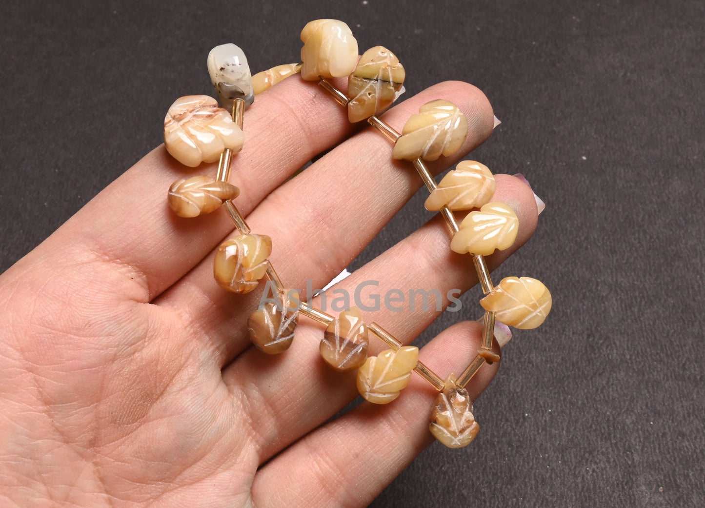 Natural Bio Opal Carving Pears Handmade beads,8" Shaded Yellow Opal carved Pears Uneven shape Carve Gemstone Opal beads Jewelry making Craft