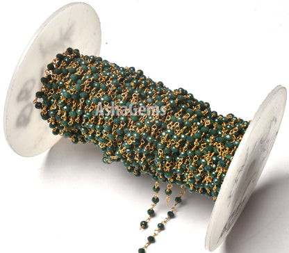 SALE 1,3,5,10,25,50Ft Green Emerald Hydro Faceted Rondelle Beaded Rosary Chain,Black Metal,Gold Plated Wire,Jewelry Making,Gunmetal,3-3.5 mm