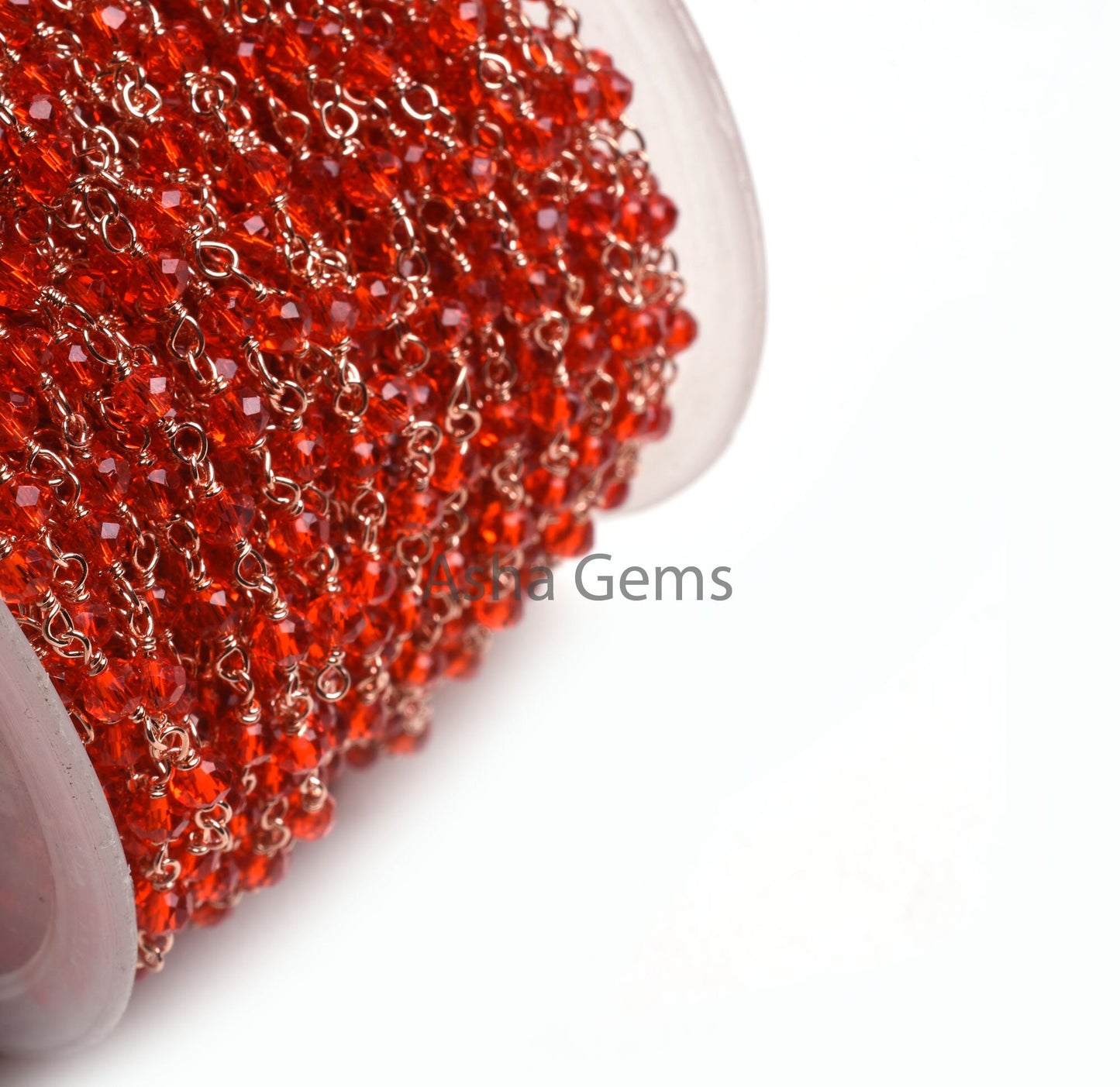 3,5,10,25 Ft Red Quartz Hydro Faceted Rondelle Beaded Rosary Chain Rose gold Plated Wire Wrapped Red Crystal Chain Jewelry Making SALE 3 mm