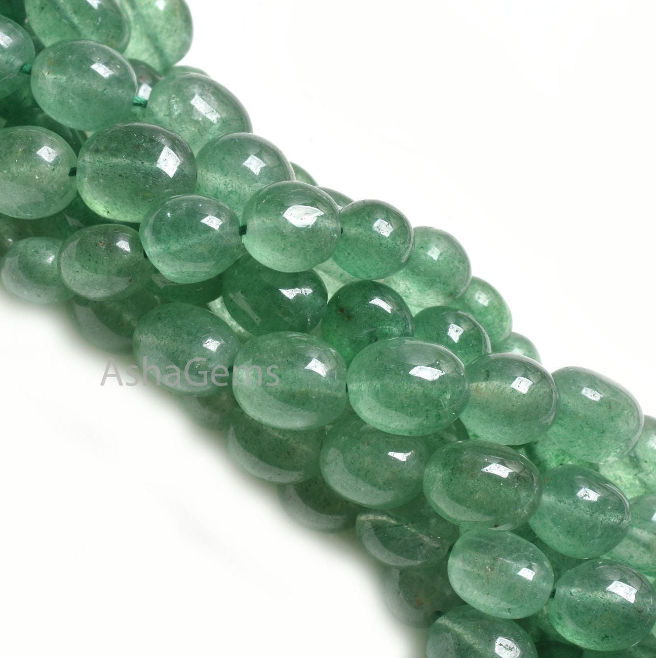 AAA Green Strawberry Quartz Smooth Handmade Oval Gemstone Beads,16" Strand Natural Strawberry Plain Uneven Puff Oval Bead Jewelry Craft SALE
