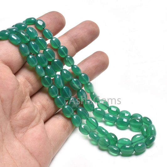 Fine Quality Green Onyx Smooth Oval Handmade gemstone Beads,16" Strand  Green Onyx Oval Straight Drill Beads, Onyx Beads Jewelry Crafts SALE