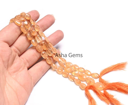 Natural Yellow Citrine Smooth Oval Gemstone Loose Beads,12.5"Citrine Plain Oval Shape Handmade Beads, Citrine Bead Jewelry Making Craft SALE