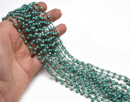 1,3,5,10,50 Feet Green Hydro Faceted Rondelle Beaded Rosary Chain, Black Plated Wire Jewelry Making Chain 3-3.5mm Gunmetal Chain Rosary SALE