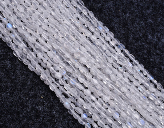 Blue Fire Rainbow Moonstone Smooth Mat Finish Oval Beads,13"Strand Natural White rainbow Moonstone handmade Uneven Oval Beads Jewelry Making
