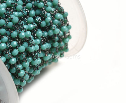 1,3,5,10,50 Feet Green Hydro Faceted Rondelle Beaded Rosary Chain, Black Plated Wire Jewelry Making Chain 3-3.5mm Gunmetal Chain Rosary SALE