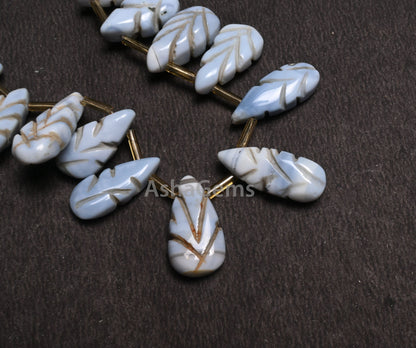 Beautiful Blue Oregon Opal Carving Pear Shape Gemstone Beads,8.5" Blue Opal Teardrop Handmade Carved Opal Beads Jewelry Makings Crafts SALE