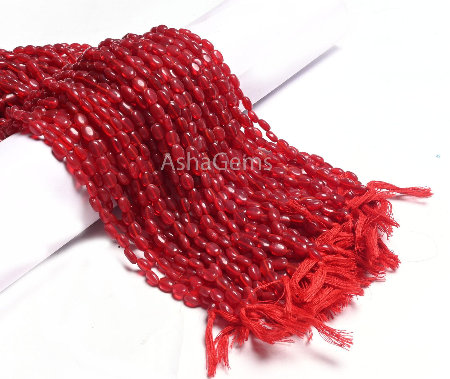 Beautiful Carmine Red Hydro Smooth Oval Shape Beads,6-8 mm Cherry Red Quartz Hydro Plain Handmade Oval Loose Beads Jewelry Making Craft SALE