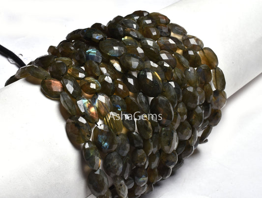 Natural Multi Fire Labradorite Faceted Oval Beads,10" Strand Labradorite beads, Black Rainbow Oval Briolette Gemstone beads For Jewelry SALE