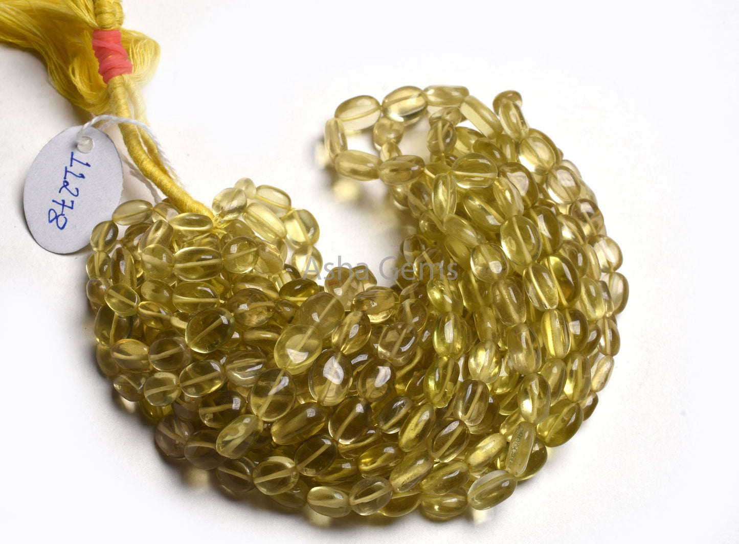 Natural Lemon Quartz Smooth Oval Handmade Gemstone Beads,15"Strand Yellow Lemon Plain Oval Straight Drill Lemon Bead Jewelry Handicraft SALE