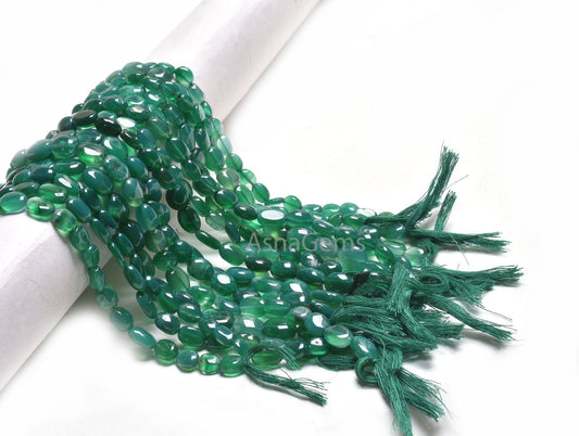 Green Onyx Smooth Oval Gemstone Loose Beads, Beautiful Onyx Plain Handmade Uneven Nugget Oval Straight Drill Beads, Onyx Beads Jewelry Craft