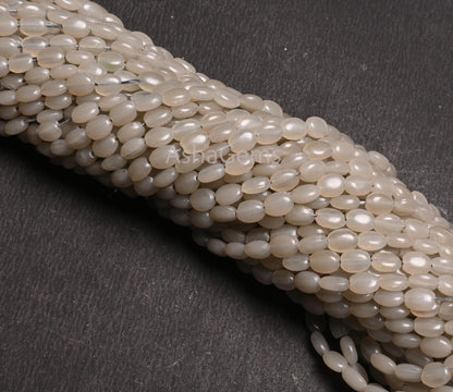 13" Beautiful Grey Moonstone Color Hydro Smooth Oval Shape Handmade Beads,6-7.5mm Light Grey Hydro Plain Oval Bead Jewelry Making Craft SALE