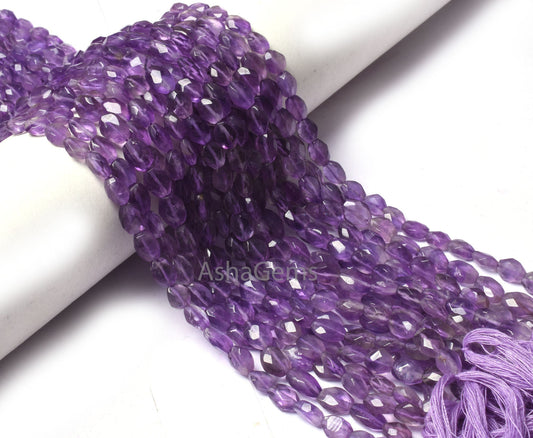 Natural Pink Amethyst Indian Cut Faceted Oval Shape Beads,13" Strand amethyst Handmade Oval Briolette Gemstone Pink Amethyst Beads Jewelry