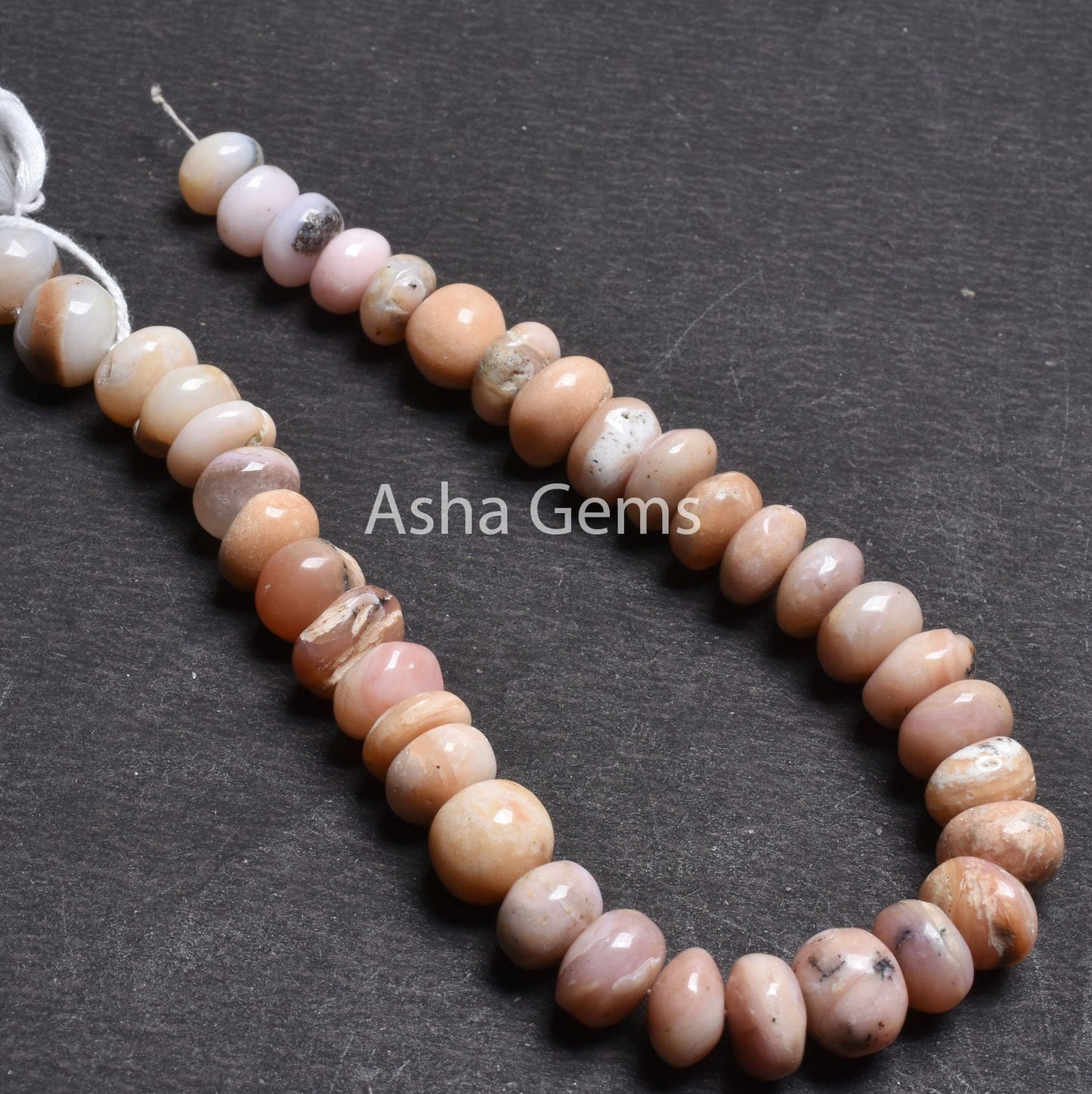 10-11.5 mm Pink Opal Smooth Rondelle Gemstone Loose Beads, Natural Shaded Pink Opal Plain Handmade Beads,10" Opal Beads Jewrlry Making Sale