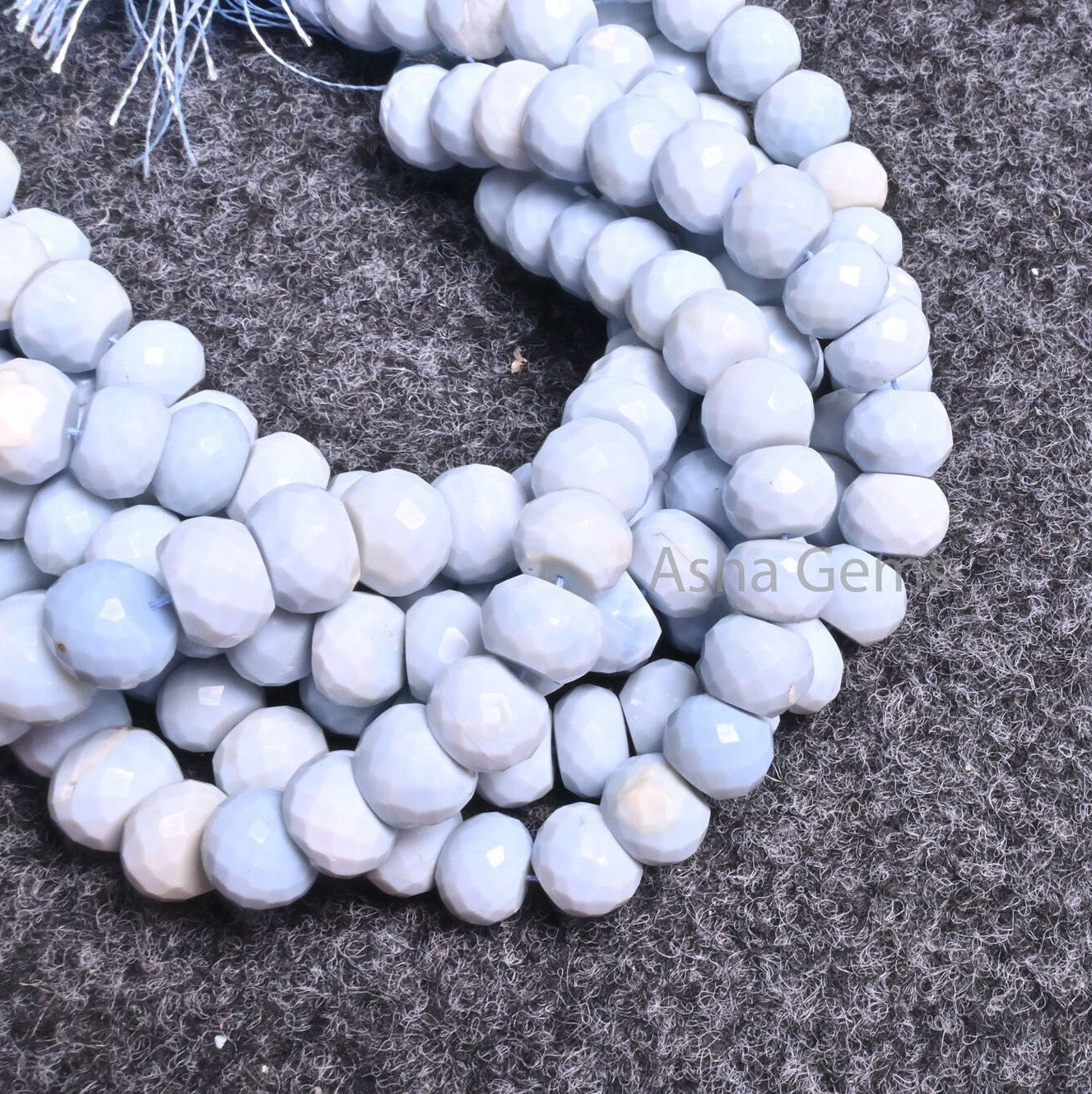 Fine Blue Oregon Opal Faceted Rondelle Gemstone Beads,8" Strand Light Blue Opal Indian Machine Cut Beads, Opal Beads Jewelry Handicraft SALE