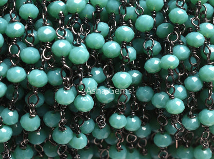 1,3,5,10,50 Feet Green Hydro Faceted Rondelle Beaded Rosary Chain, Black Plated Wire Jewelry Making Chain 3-3.5mm Gunmetal Chain Rosary SALE