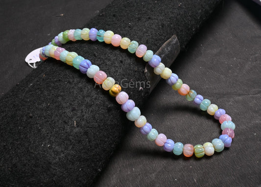 16" Beautiful Multi Color Opal Carved Pumpkin Gemstone Beads Necklace,8.5-9.5 mm Fine Disco Opal carving watermelon Handmade opal Beads SALE