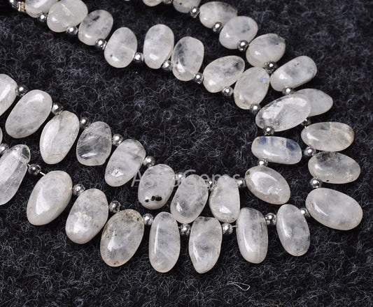 Rainbow Moonstone Smooth Oval Shape Beads, Natural Fire Rainbow Side Drill Oval Beads, White rainbow Plain uneven Oval Handmade Bead Jewelry