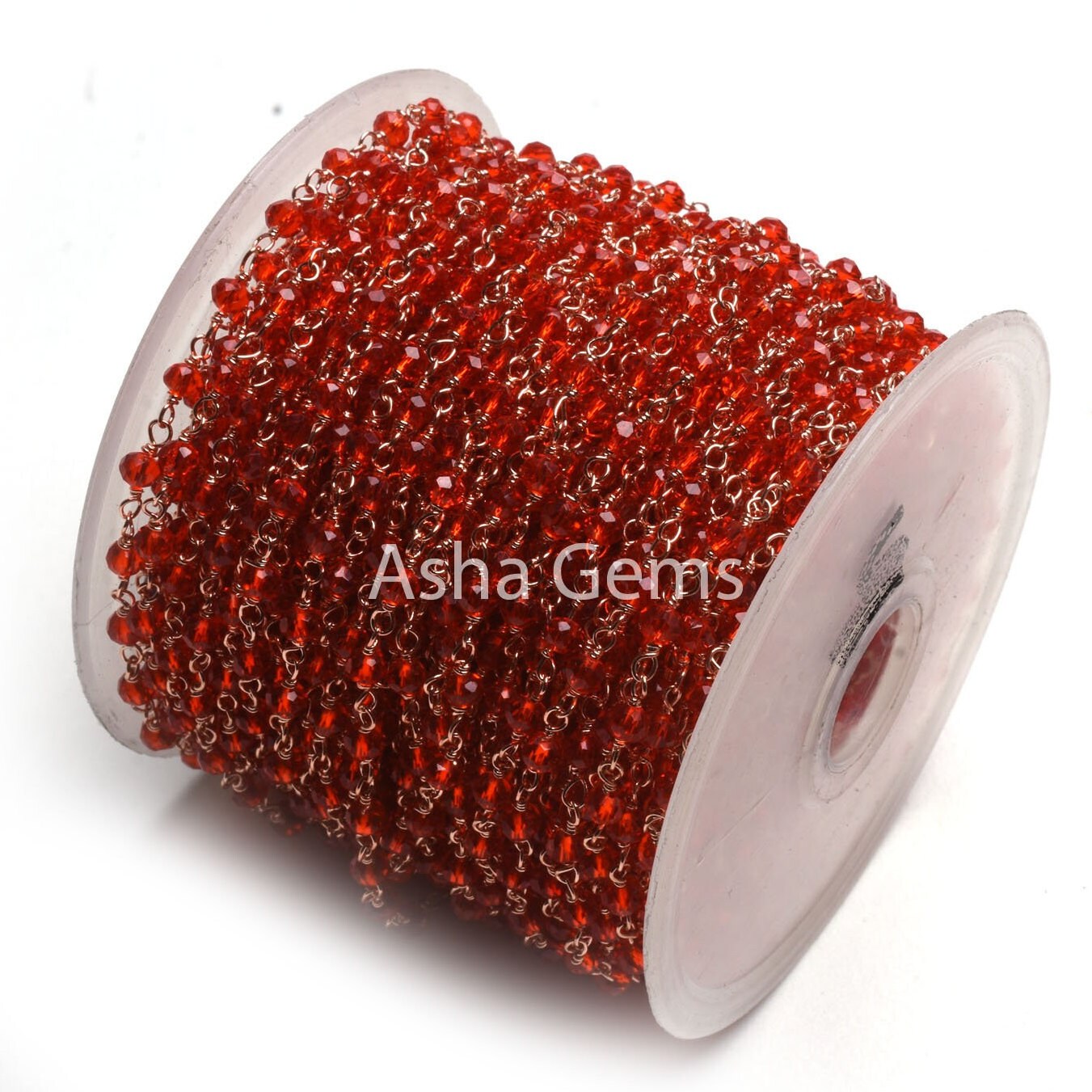3,5,10,25 Ft Red Quartz Hydro Faceted Rondelle Beaded Rosary Chain Rose gold Plated Wire Wrapped Red Crystal Chain Jewelry Making SALE 3 mm