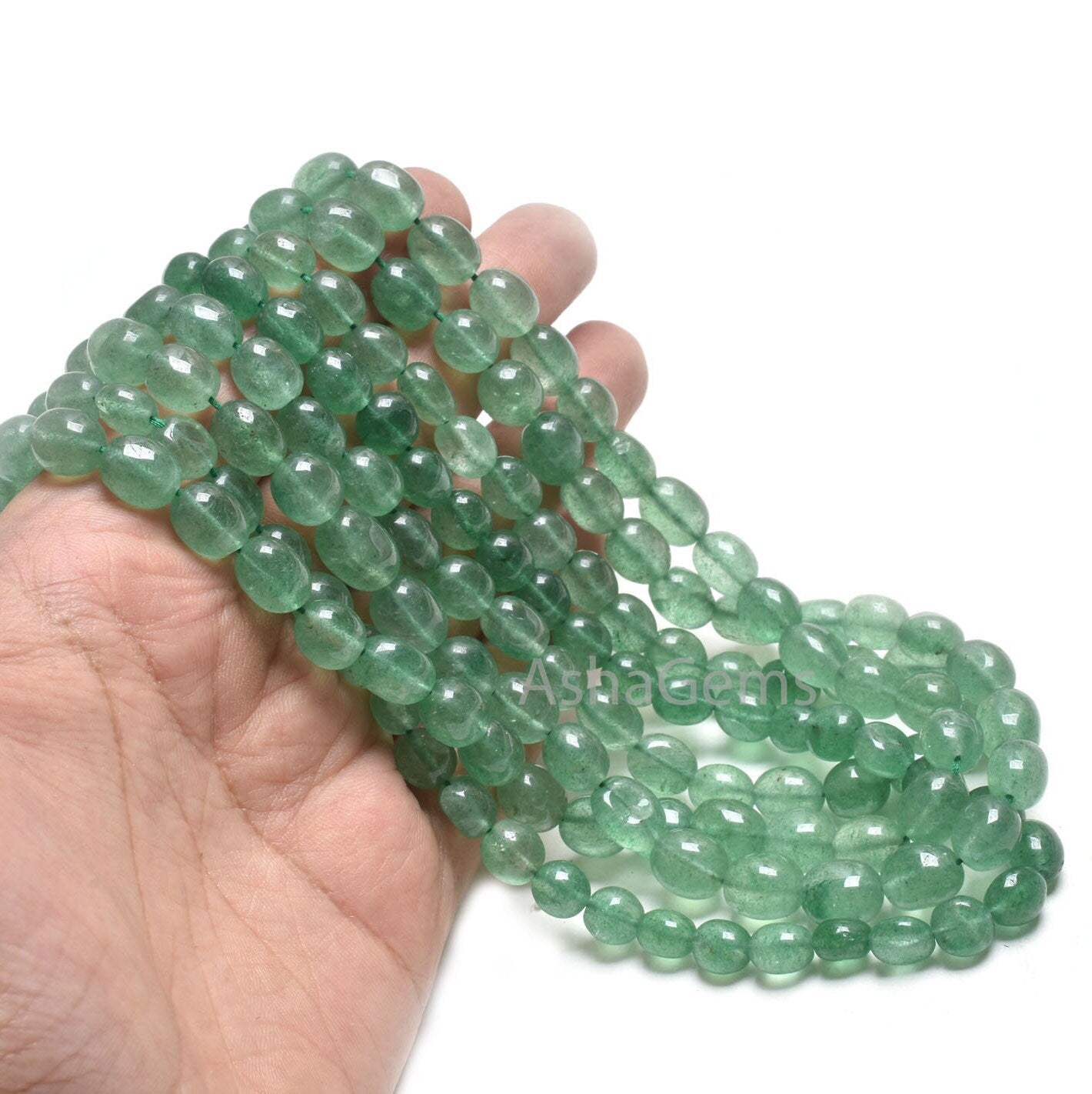 AAA Green Strawberry Quartz Smooth Handmade Oval Gemstone Beads,16" Strand Natural Strawberry Plain Uneven Puff Oval Bead Jewelry Craft SALE